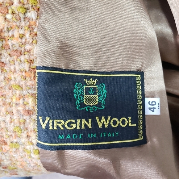 Eleonara Amadei virgin wool blend coat yellow orange brown tweed size IT 46 - Picture 8 of 10